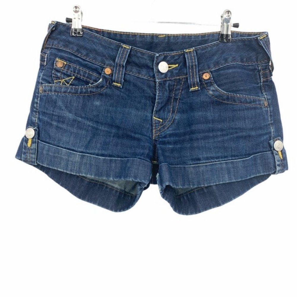 True Religion Jess Cuffed Low Rise Shorts Sz 28